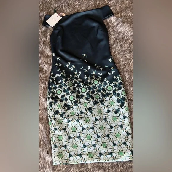 Ted Baker Navy and Light Blue Off-Shoulder Dress - Picture 5 of 8